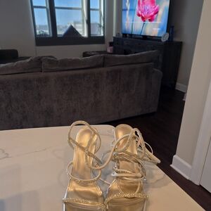 Elegant Gold Strappy Women's Heels